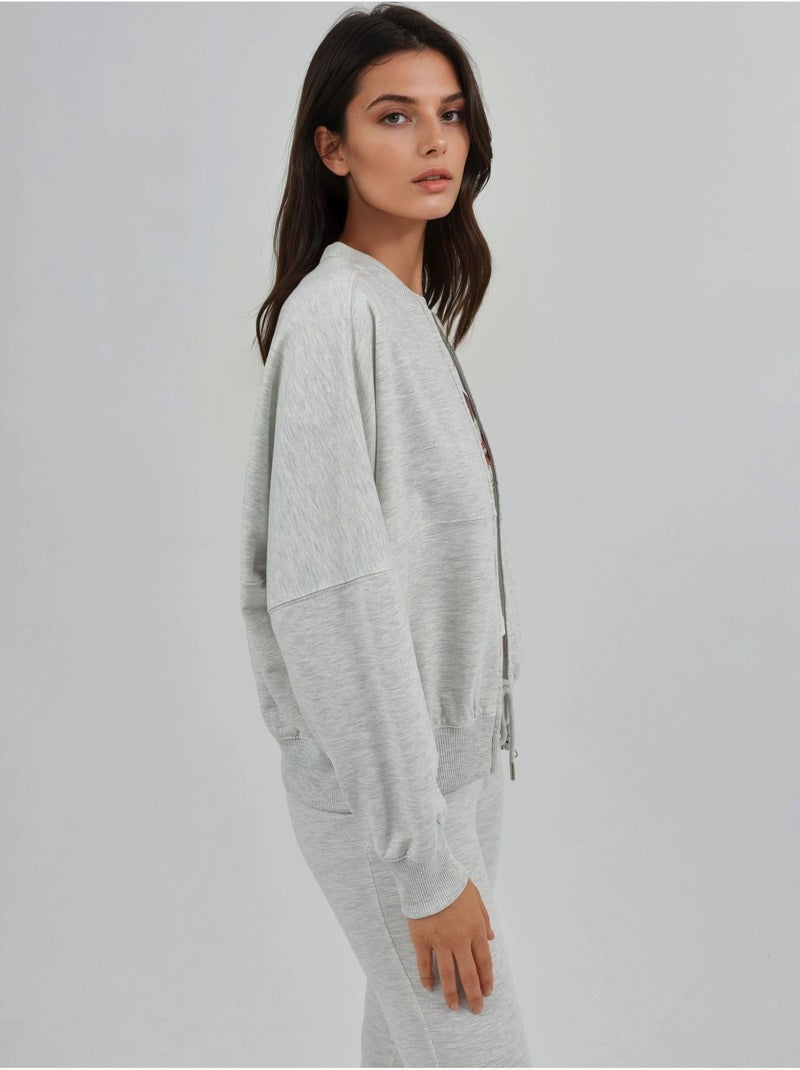 Veste bomber à coupe décontractée avec fermeture éclair et col montant busem Gris clair - Kiabi