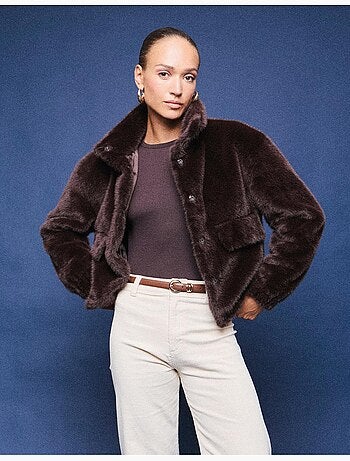 Veste bomber à effet de fourrure, mo fashion