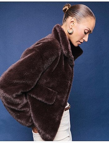 Veste bomber à effet de fourrure, mo fashion