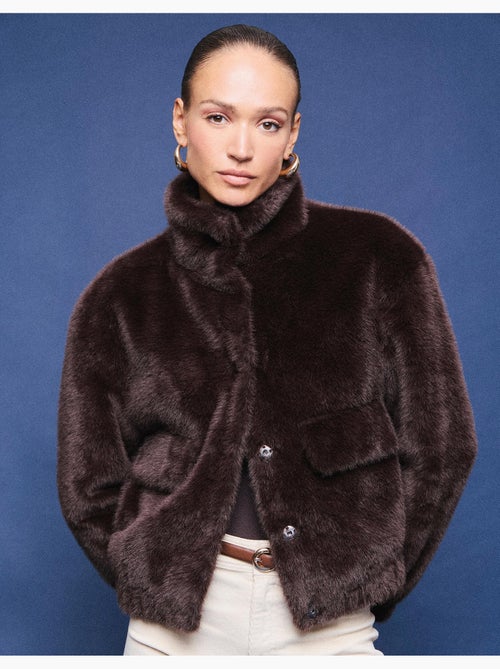 Veste bomber à effet de fourrure, mo fashion - Kiabi Veste bomber à effet de fourrure, mo fashion - Kiabi