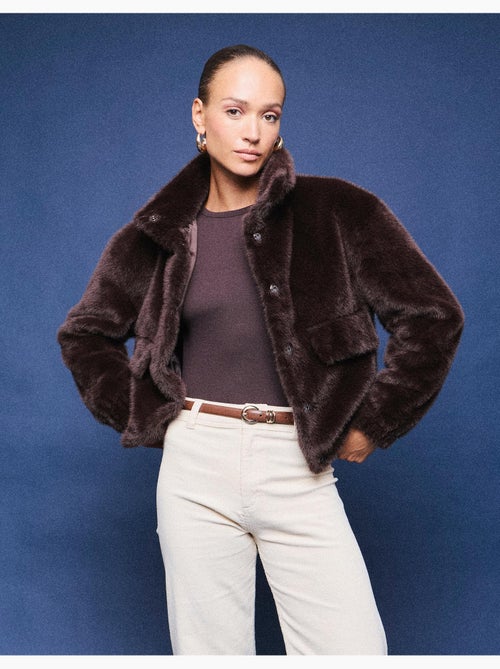Veste bomber à effet de fourrure, mo fashion - Kiabi Veste bomber à effet de fourrure, mo fashion - Kiabi