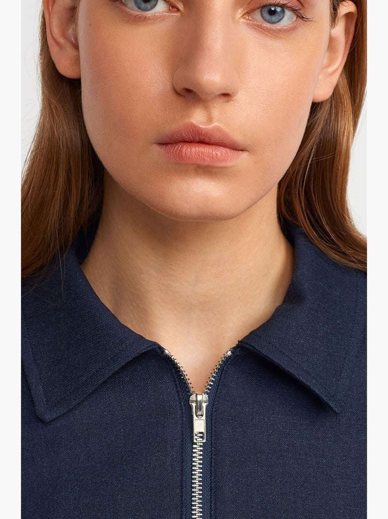 Veste bomber courte en crêpe dilvin Bleu marine - Kiabi