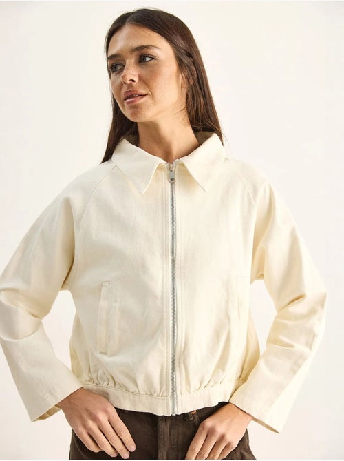 Veste bomber courte en popeline de coton lucci - Kiabi Veste bomber courte en popeline de coton lucci - Kiabi