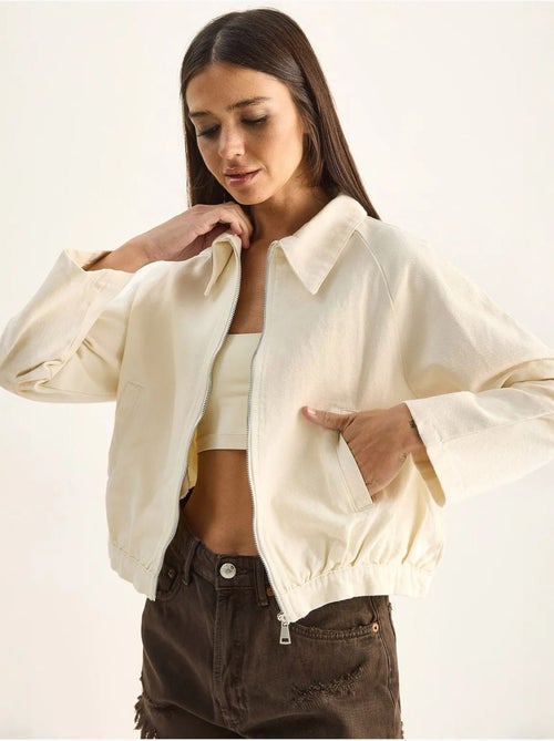 Veste bomber courte en popeline de coton lucci - Kiabi Veste bomber courte en popeline de coton lucci - Kiabi