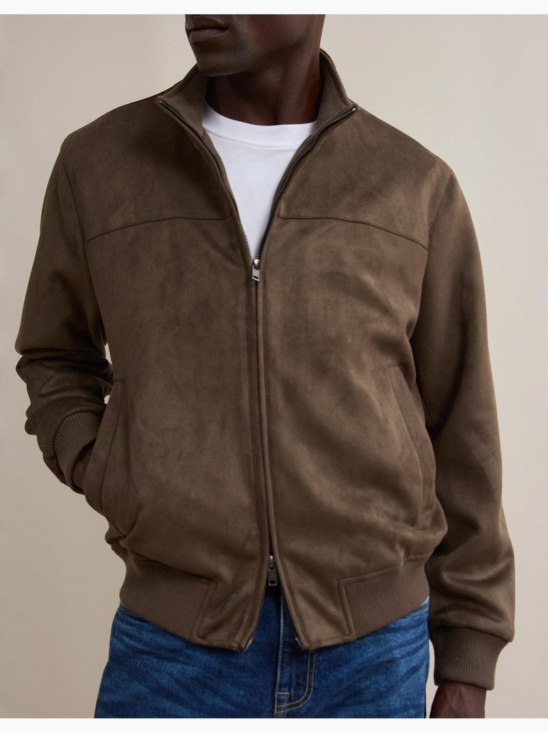 Veste bomber effet suède, mo fashion Marron - Kiabi