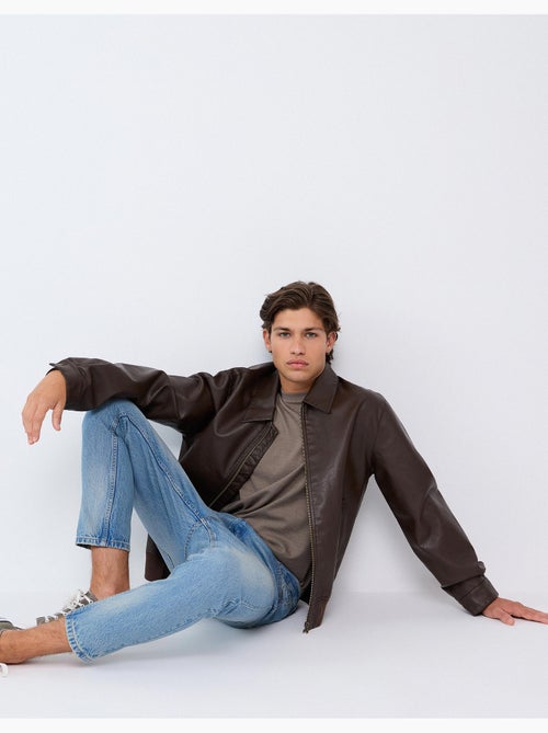 Veste bomber en cuir, mo fashion - Kiabi Veste bomber en cuir, mo fashion - Kiabi