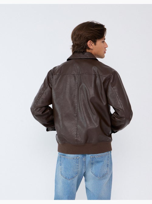 Veste bomber en cuir, mo fashion - Kiabi Veste bomber en cuir, mo fashion - Kiabi