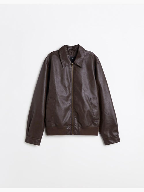 Veste bomber en cuir, mo fashion - Kiabi Veste bomber en cuir, mo fashion - Kiabi