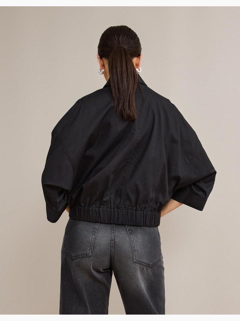 Veste bomber en lin, mo fashion Noir - Kiabi