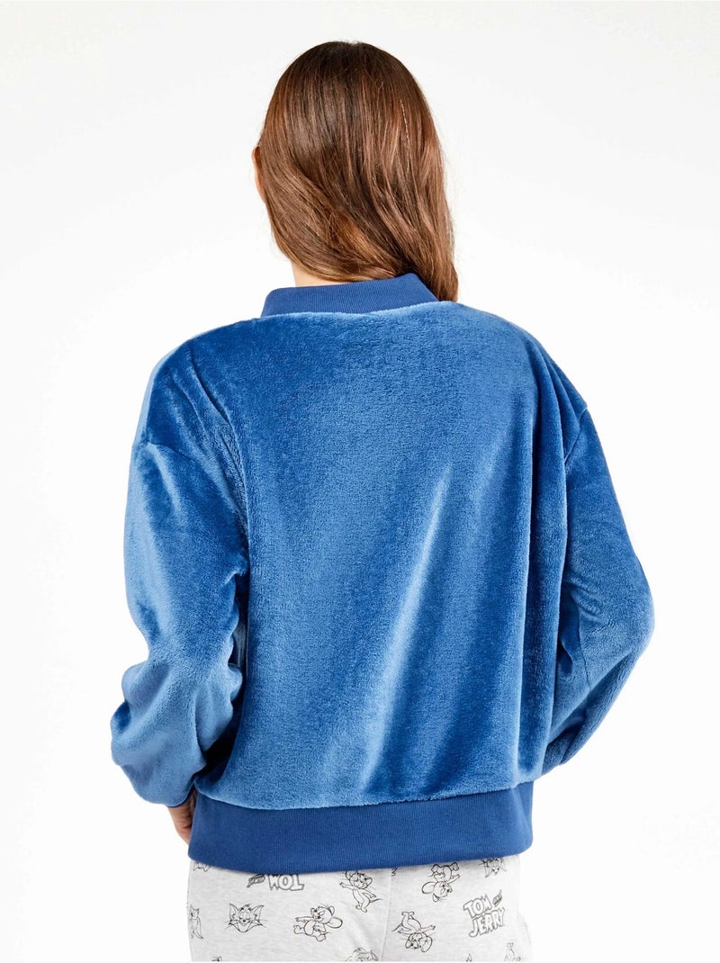 Veste bomber en peluche bleue pour homme Bleu - Kiabi