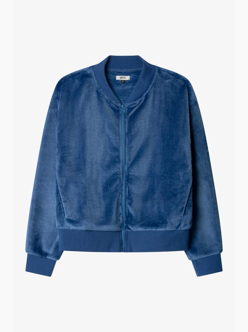 Veste bomber en peluche bleue pour homme Bleu - Kiabi