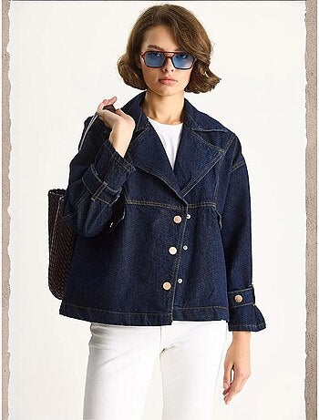 Veste boutonnée à col chemise en jean lucci