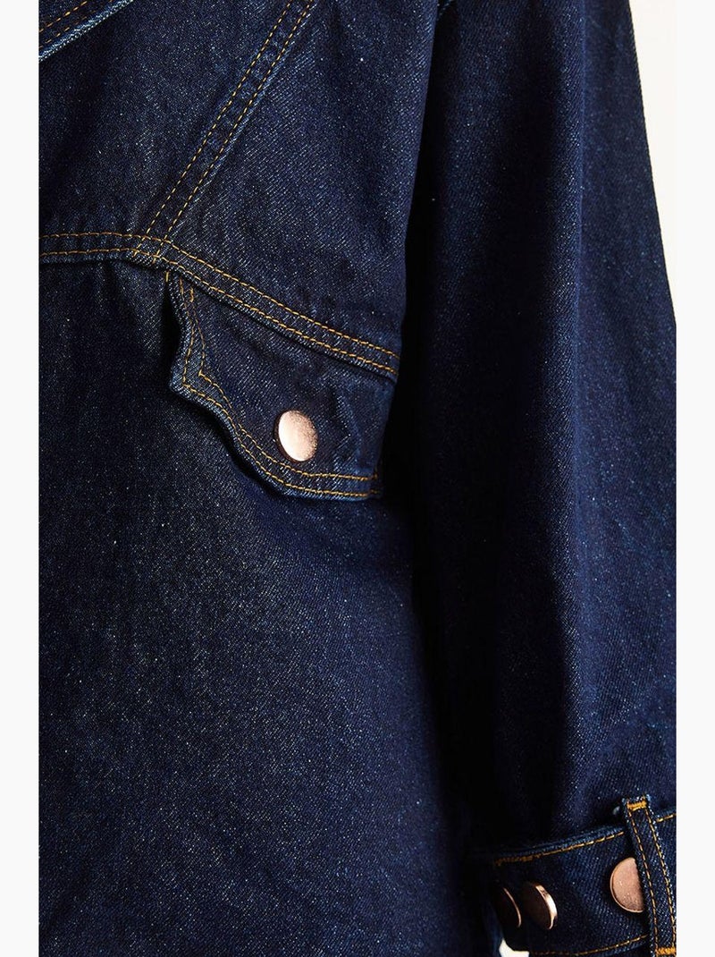 Veste boutonnée à col chemise en jean lucci Bleu marine - Kiabi