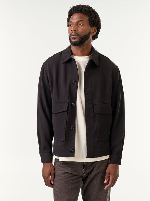 Veste boutonnée uni avec poches plaquées - Kiabi