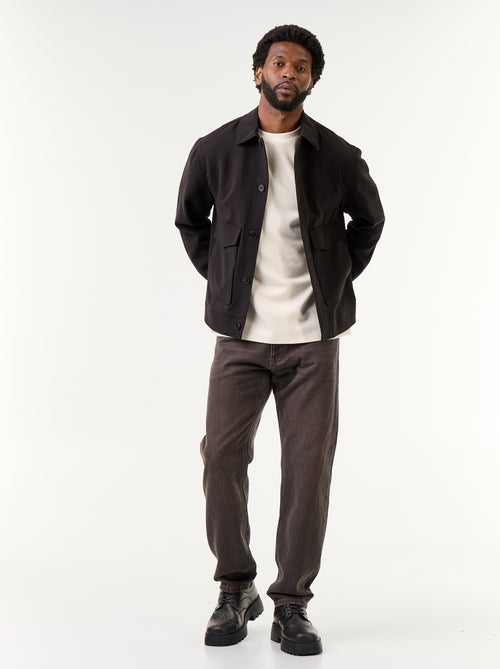 Veste boutonnée uni avec poches plaquées - Kiabi