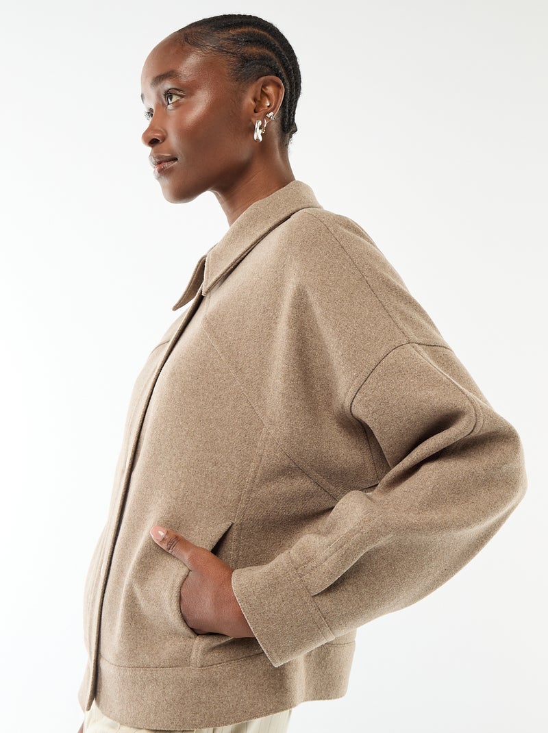 Veste chaude effet lainage Taupe - Kiabi