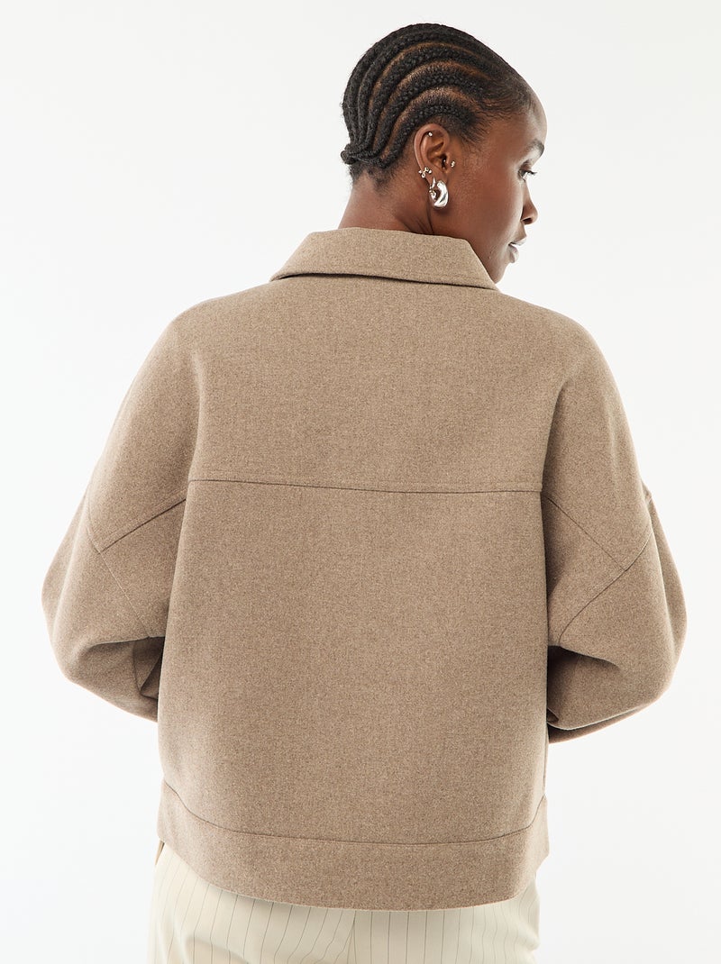 Veste chaude effet lainage Taupe - Kiabi