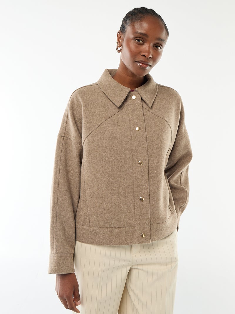 Veste chaude effet lainage Taupe - Kiabi