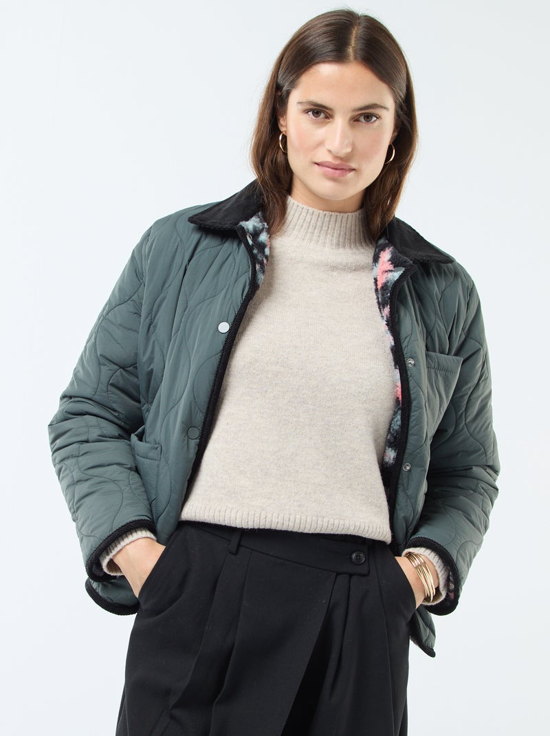 Veste chaude réversible Kaki - Kiabi