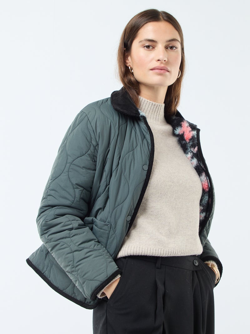 Veste chaude réversible Kaki - Kiabi