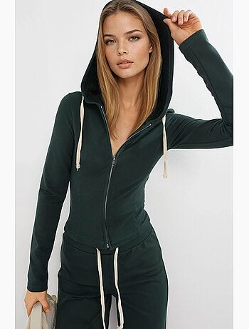 Veste cintrée à capuche en coton avec fermeture éclair busem
