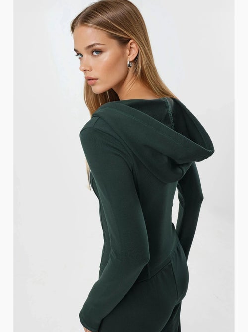 Veste cintrée à capuche en coton avec fermeture éclair busem - Kiabi Veste cintrée à capuche en coton avec fermeture éclair busem - Kiabi