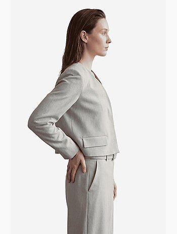 Veste cintrée à col en v avec poche my fashion