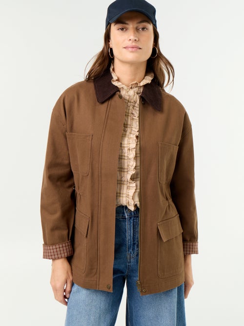 Veste coton twill avec col en velours - Kiabi Veste coton twill avec col en velours - Kiabi