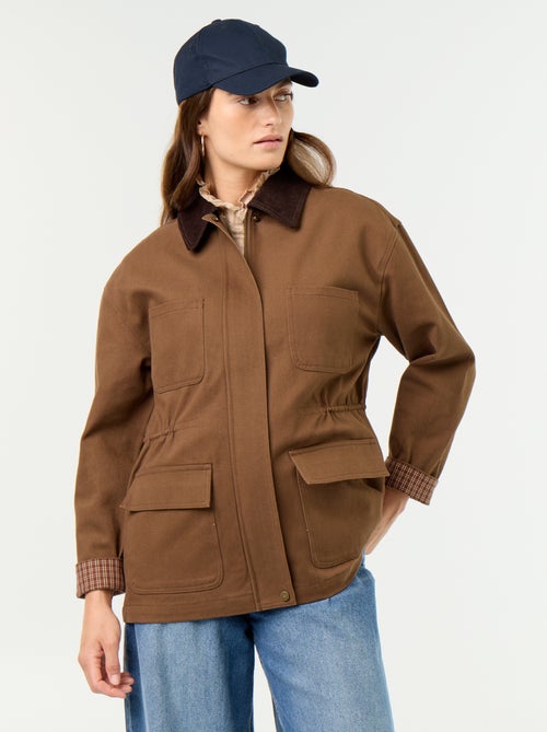 Veste coton twill avec col en velours - Kiabi Veste coton twill avec col en velours - Kiabi