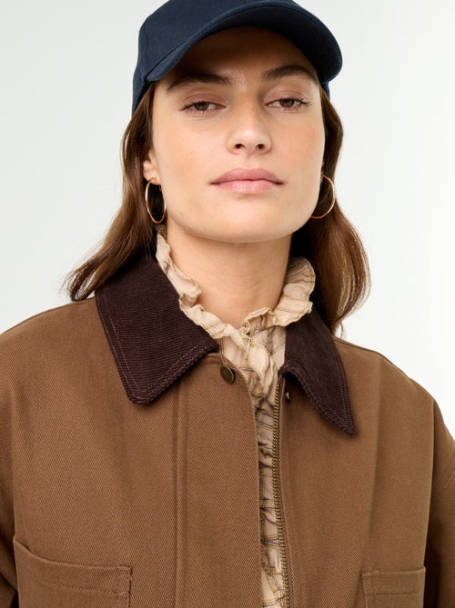 Veste coton twill avec col en velours - Kiabi Veste coton twill avec col en velours - Kiabi