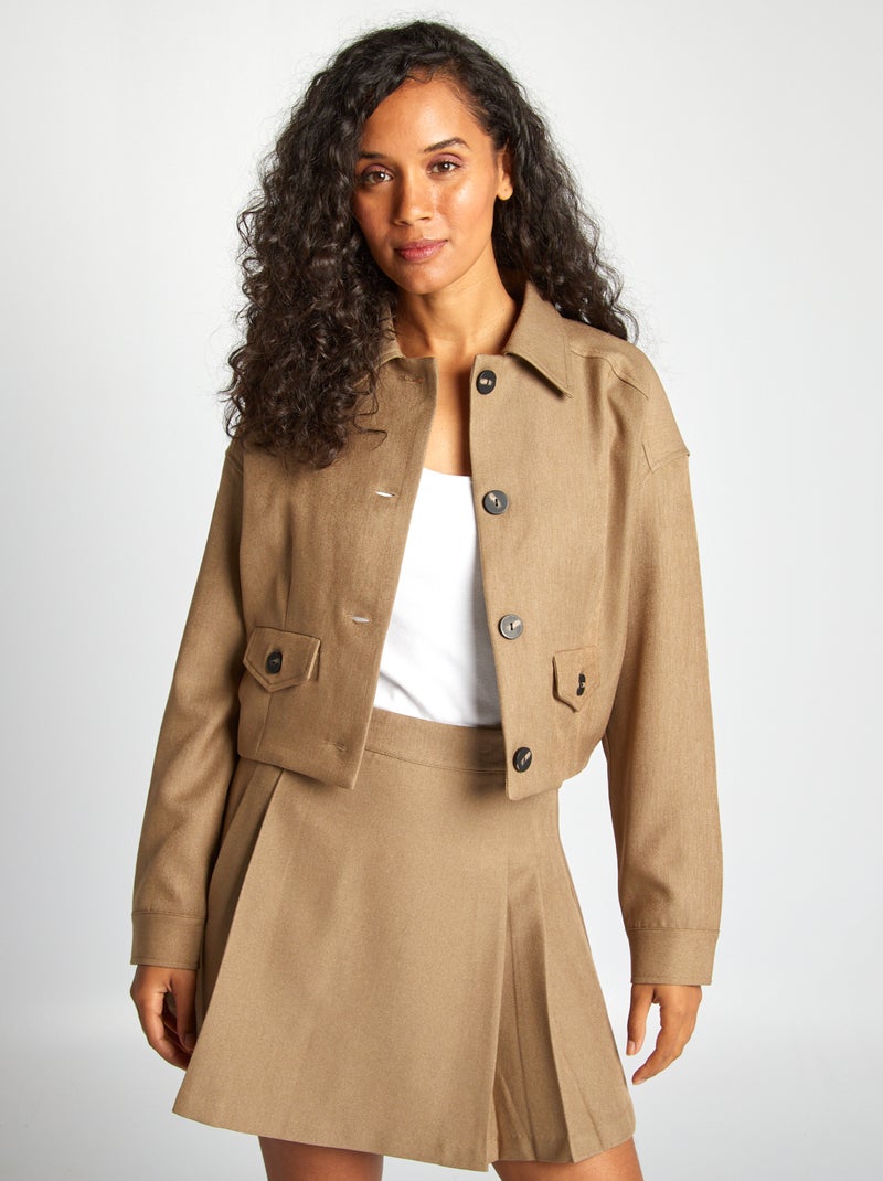 Veste courte à boutons Beige - Kiabi