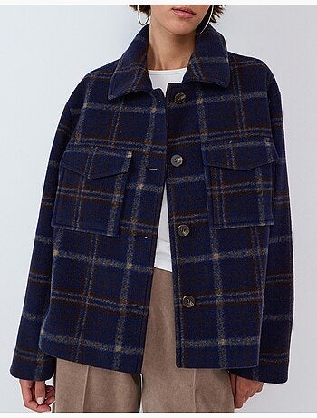 Veste courte à carreaux, mo fashion