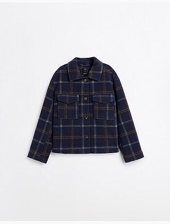 Veste courte à carreaux, mo fashion