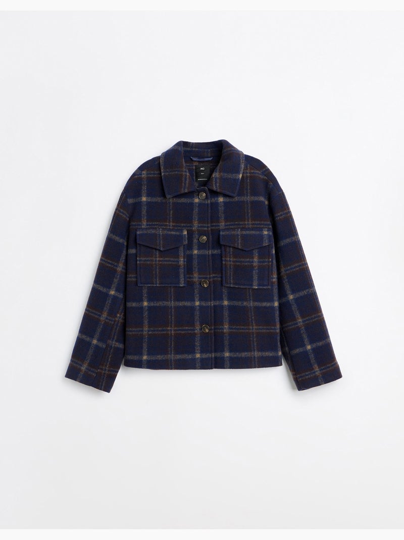 Veste courte à carreaux, mo fashion Bleu - Kiabi