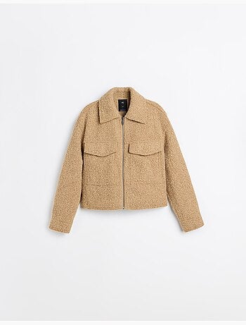 Veste courte avec effet bouclé, mo fashion