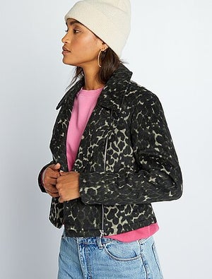 Veste Blazer Femme Imprimé Léopard - Manches Mi-longues, Poches, Sans Fermeture - Taille XXL