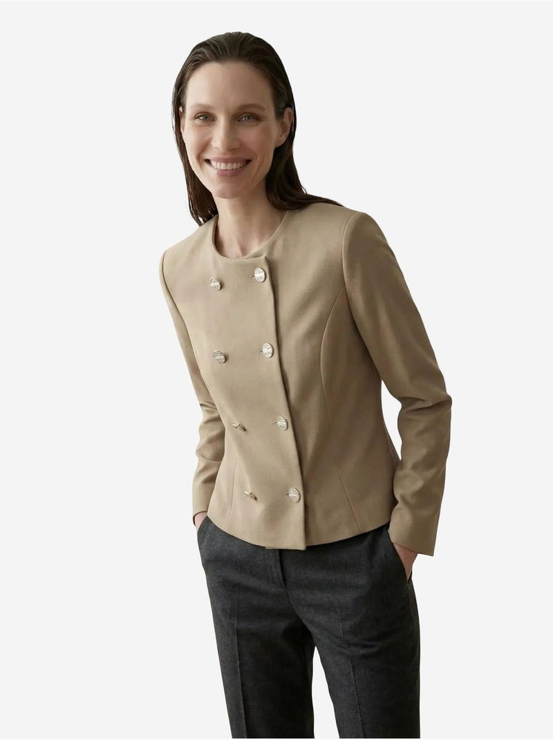 Veste courte boutonnée en tweed my fashion Camel - Kiabi