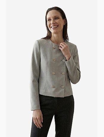 Veste courte boutonnée en tweed my fashion