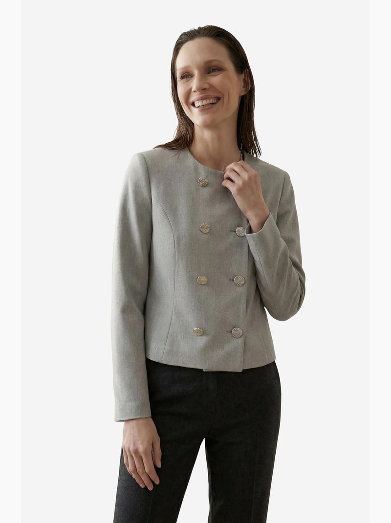 Veste courte boutonnée en tweed my fashion Gris - Kiabi