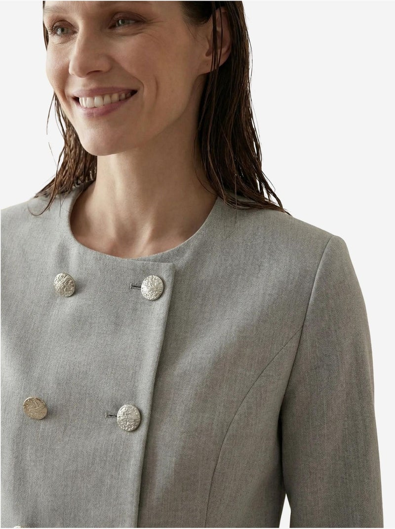 Veste courte boutonnée en tweed my fashion Gris - Kiabi