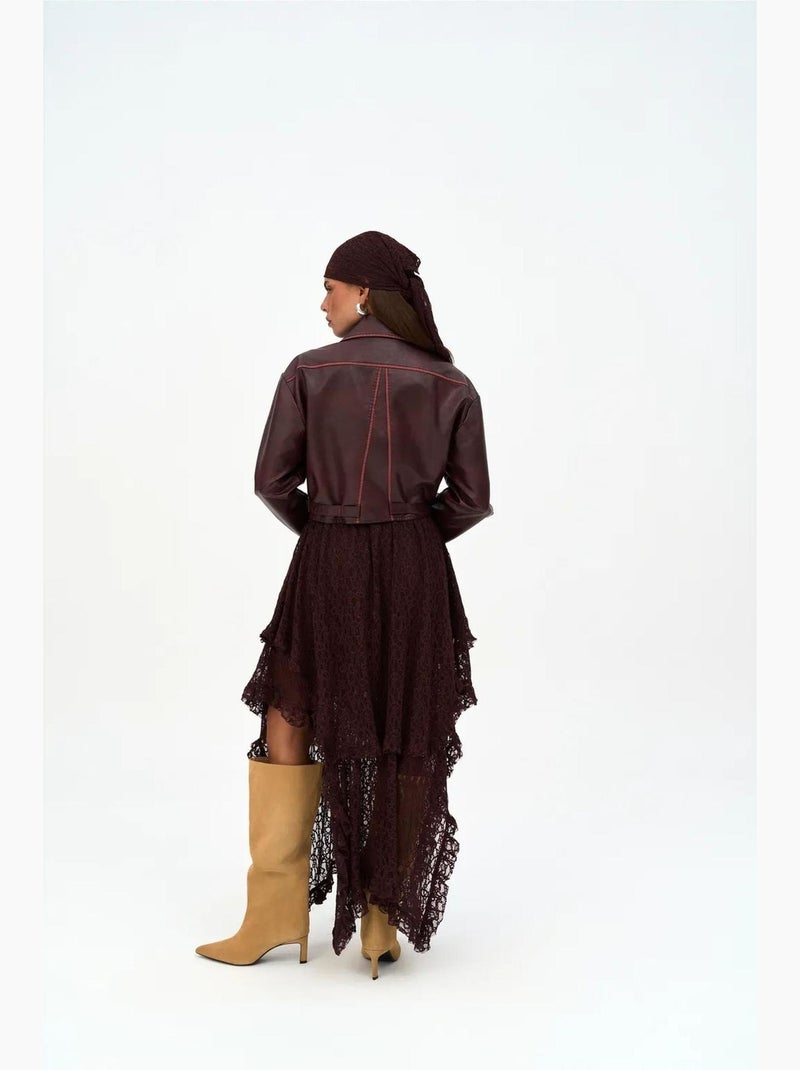 Veste courte décontractée en similicuir mai destroyed mai studios Rouge bordeaux - Kiabi