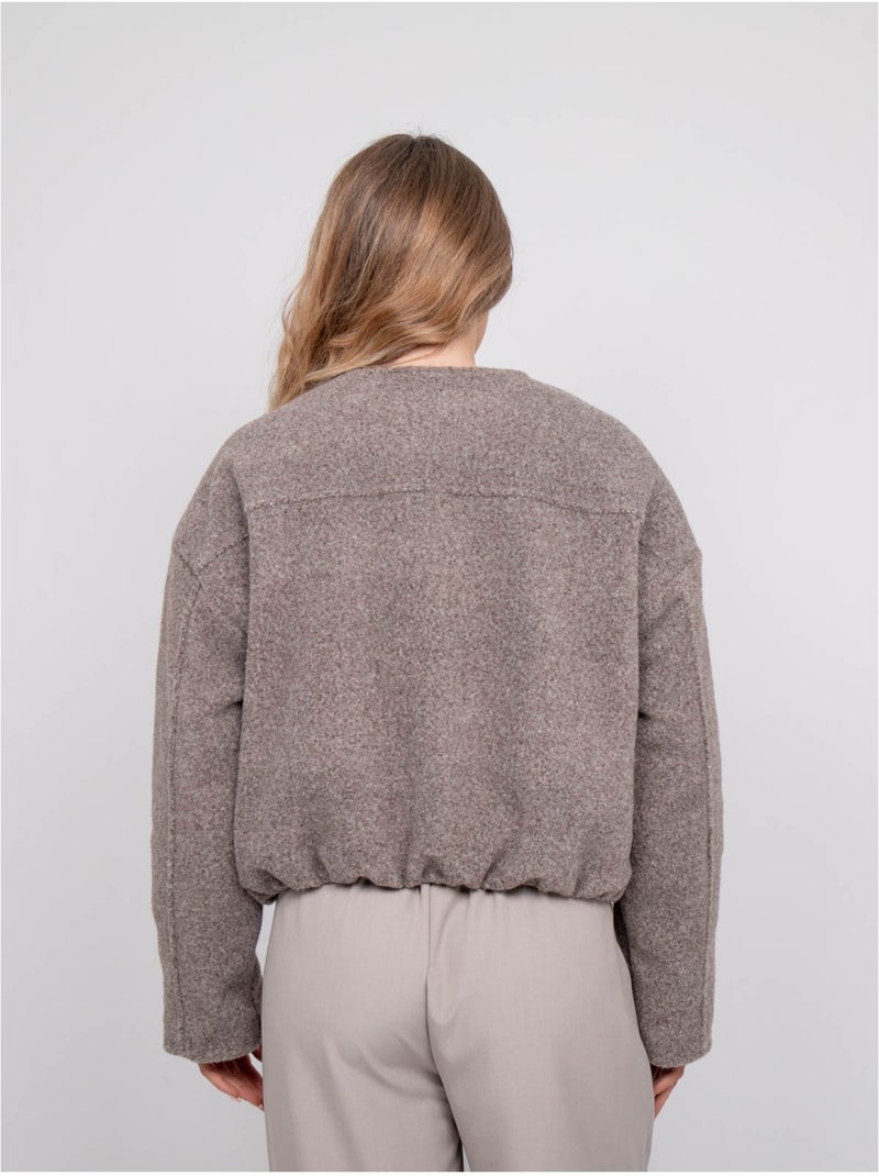 Veste courte effet laine boutons dorés uwari Gris - Kiabi