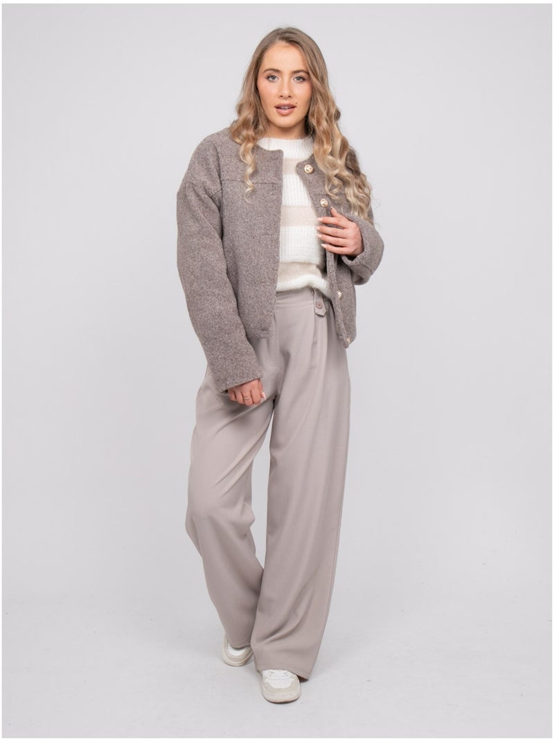 Veste courte effet laine boutons dorés uwari Gris - Kiabi