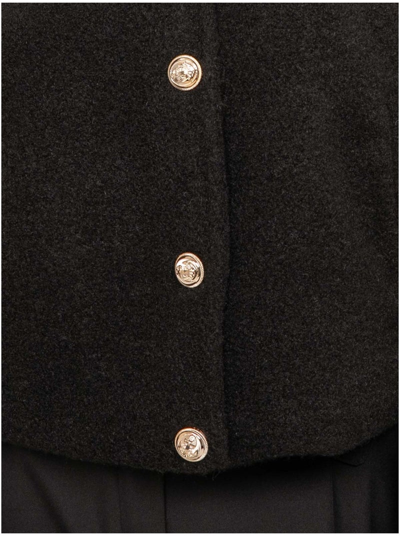 Veste courte effet laine boutons dorés uwari Noir - Kiabi
