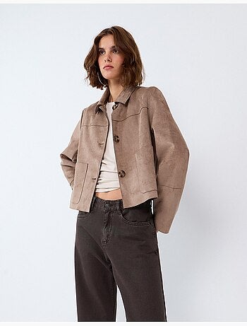 Veste courte effet suède, mo fashion