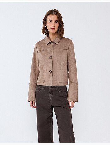 Veste courte effet suède, mo fashion
