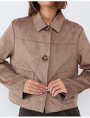 Veste courte effet suède, mo fashion
