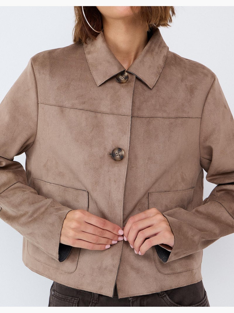 Veste courte effet suède, mo fashion Beige - Kiabi