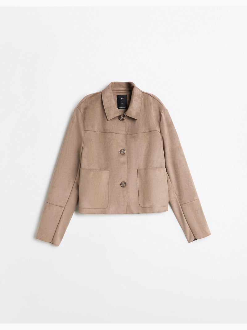 Veste courte effet suède, mo fashion Beige - Kiabi