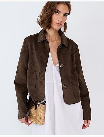 Veste courte effet suède, mo fashion